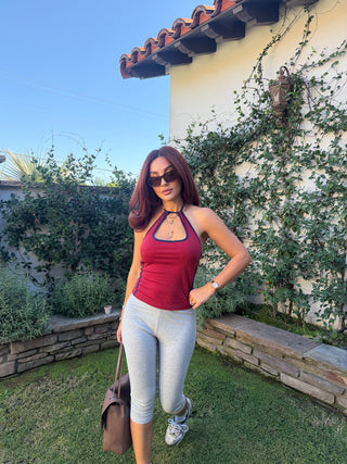 The Navy Trim Halter Top
