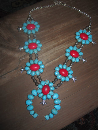 RED AND TURQUOISE CHUNKY NECKLACE