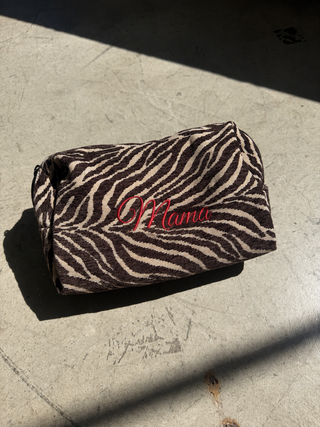 Embroidered Zebra Makeup Bag