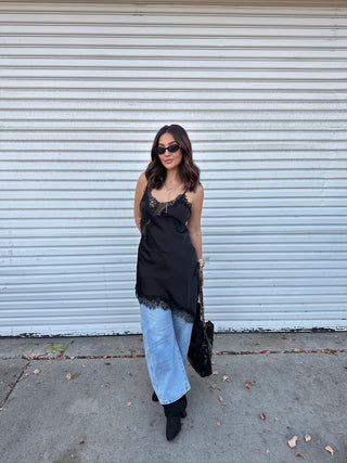 Asymmetrical Lace Tank Dress