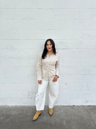 WHITE BARREL PANTS