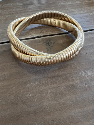 Ribbed Gold Bangles
