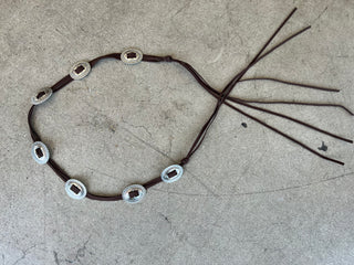BROWN SILVER TIE BELT
